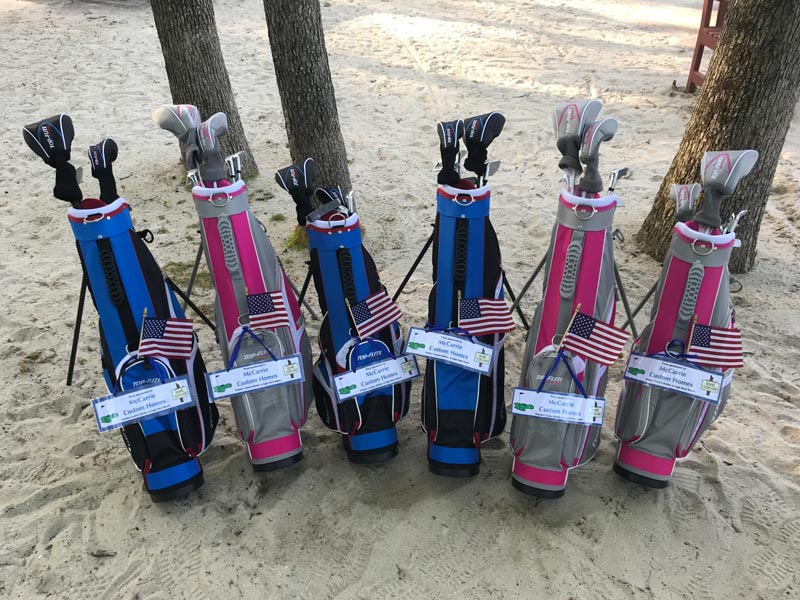 Youth golf clubs given as a prize at the Eagle Rock Fishing Derby.